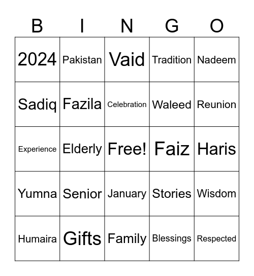 Grandpa's 95th Birthday Bingo Card