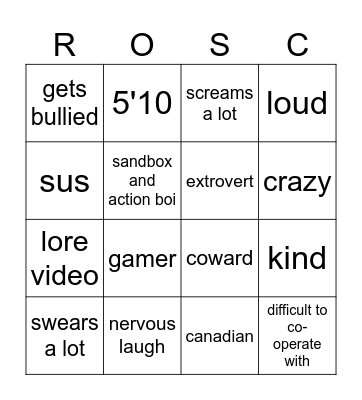 rosco graves bingo Card