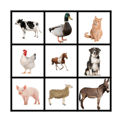 Farm Animal Sounds Bingo Card
