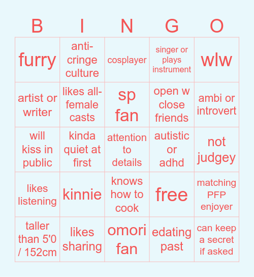 would kori date u Bingo Card