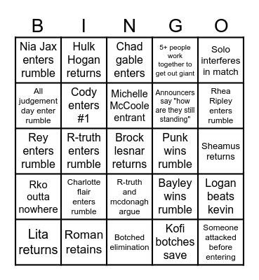 2024 royal rumble Bingo Card