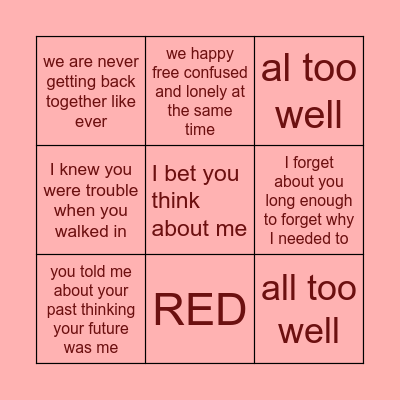 RED (Taylor's Version) Bingo Card
