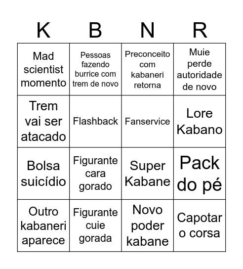 Kabaneri Bingo Card