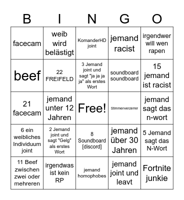 Untitled Bingo Card