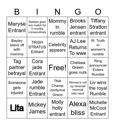 2024 wrestling Bingo Card