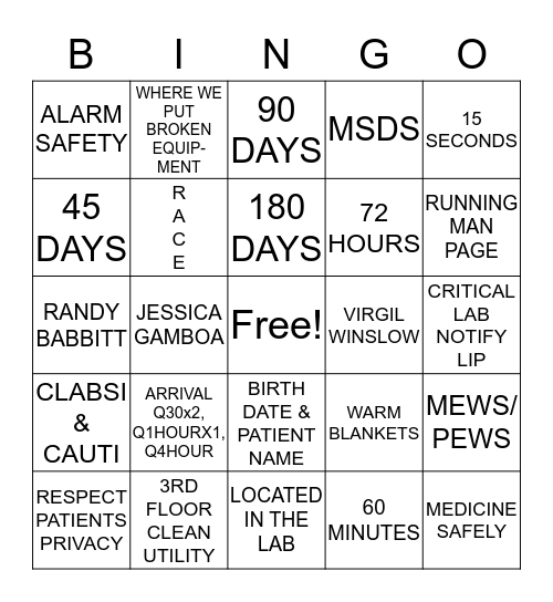 JOINT COMMISION Bingo Card