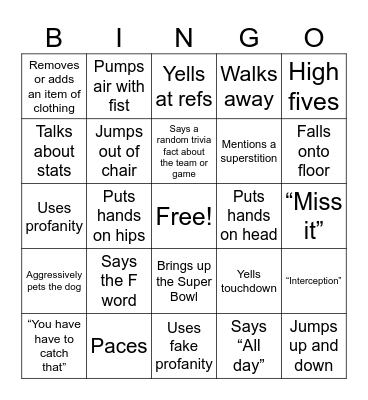 Husband Watching Football Bingo Card