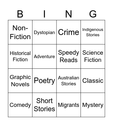 Genres Bingo Card