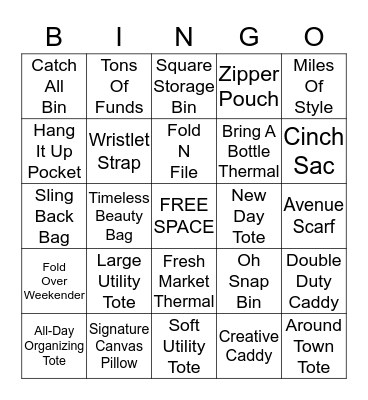 Thirty-One Bingo Card