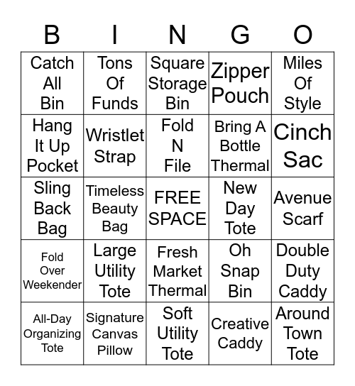 Thirty-One Bingo Card