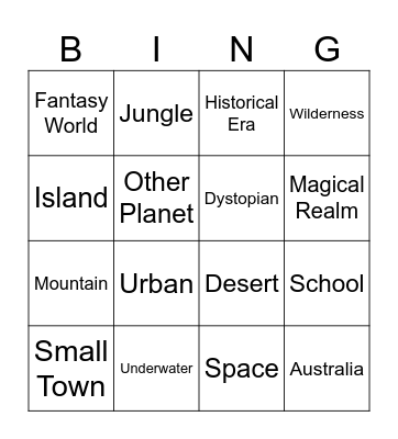 Book Setting Bingo Card