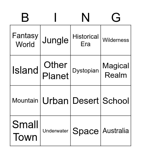 Book Setting Bingo Card