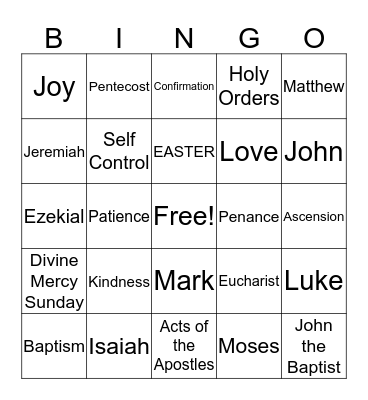 Bible Bingo Card