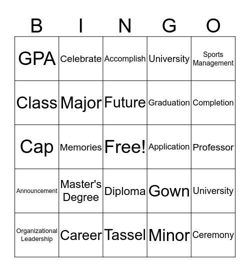 Kevetta & Kevon's Grad Celebration! Bingo Card