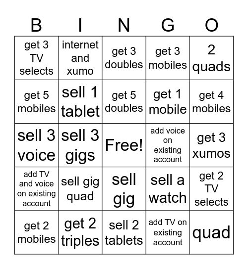 Untitled Bingo Card