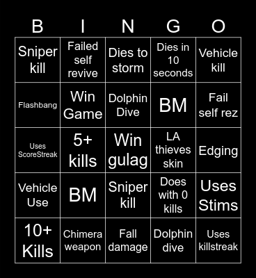 Warzone 2.0 bingo (Credits to: Big Puffer) Bingo Card