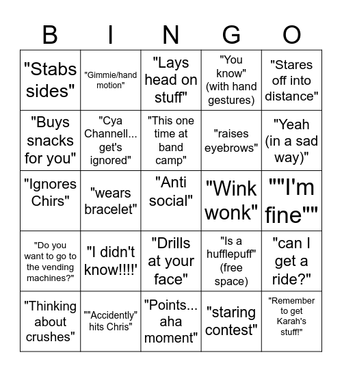 Kyle Bingo Card