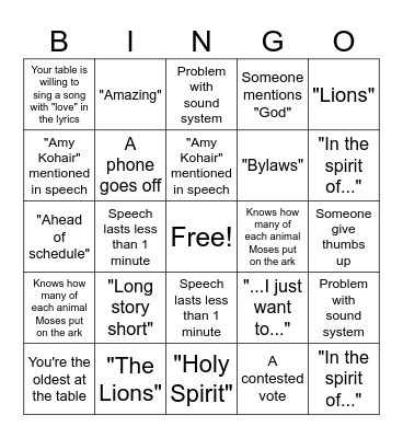 ANNUAL MEETING BINGO! Bingo Card