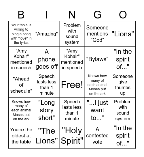 ANNUAL MEETING BINGO! Bingo Card