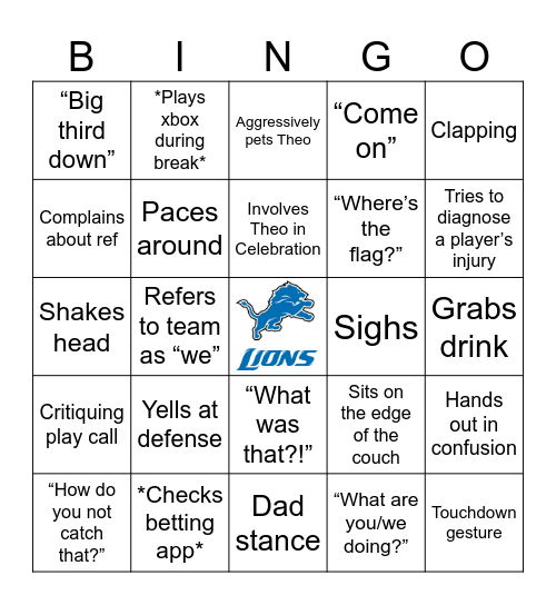 NFL Bingo Card