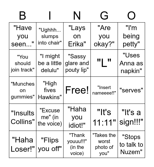 Karah Bingo Card