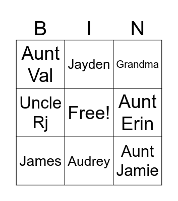 $50 Call List Bingo Card