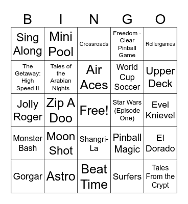 PINBALL BINGO Card