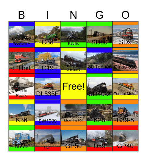 Railroad Fever Bingo Card