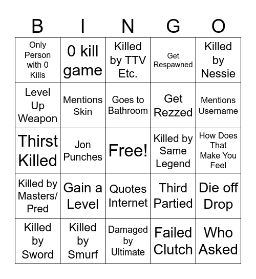 FFVII Bingo Card