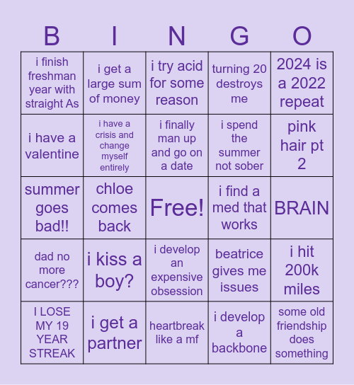 emma’s 2024 Bingo Card