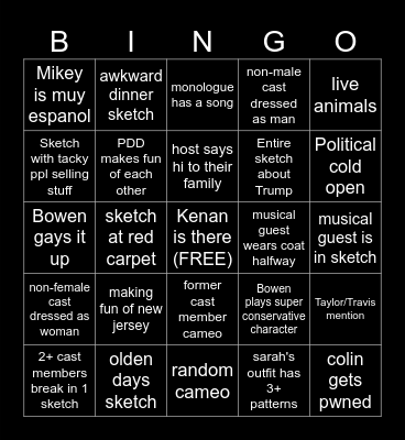 SNL 2024 Bingo Card
