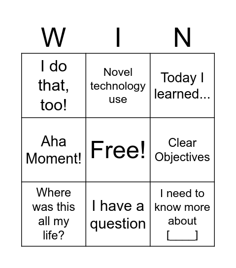 Presentation WIN-GO Bingo Card