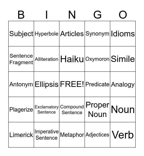 Bacon Bingo Card