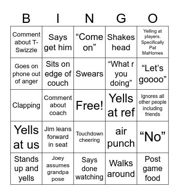 Football Bingo Card