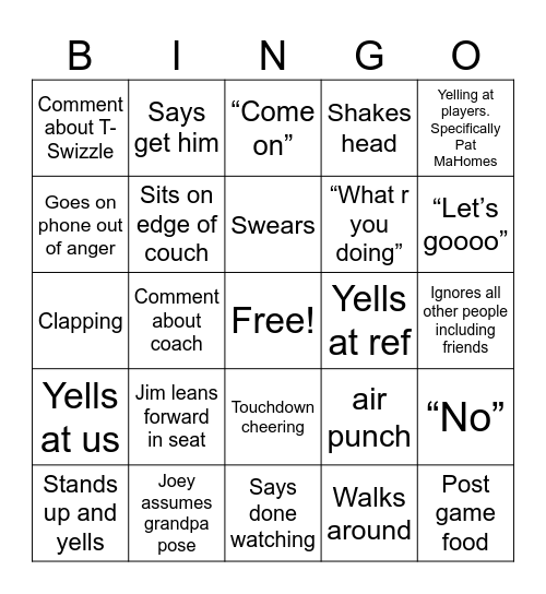 Football Bingo Card