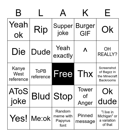 Blagz Bingo! Bingo Card