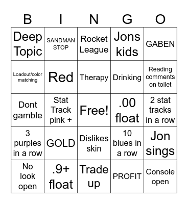Jon Sandman Bingo Card