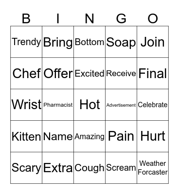 Listening Close 1 Unit 1-2 Bingo Card