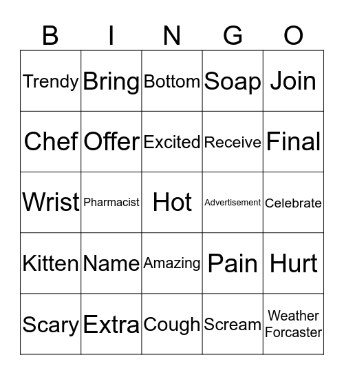 Listening Close 1 Unit 1-2 Bingo Card