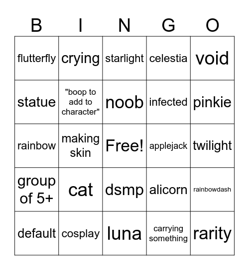 ponytown skin bingo Card