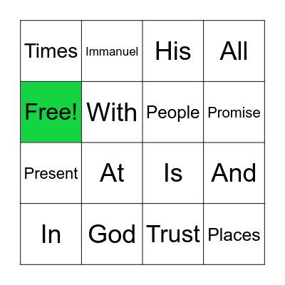 Where is God? Bingo Card