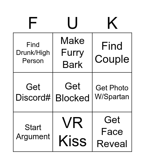 VR CHALLENGE Bingo Card