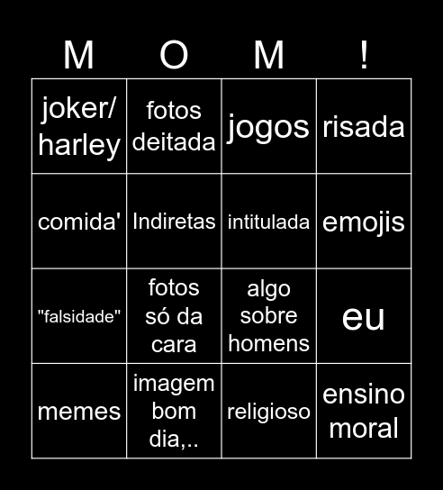 MINHA MAE Bingo Card