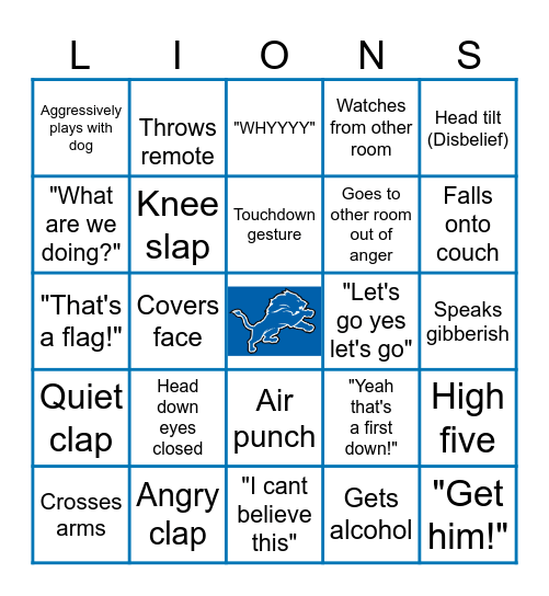 Lions vs 49ers - Dad Edition Bingo Card