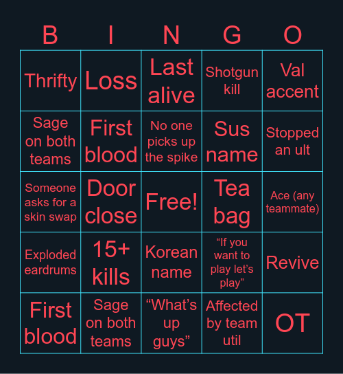 valorant bingo Card