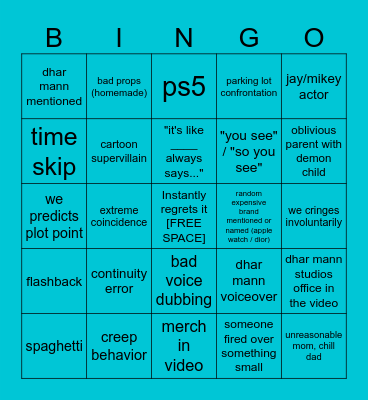 Dhar Mann Bingo v4 Bingo Card