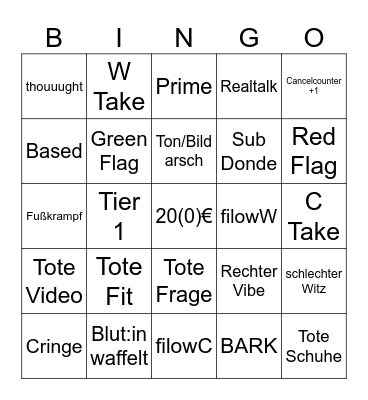 Blind Date Bingo Card