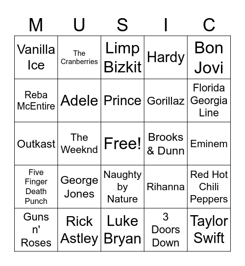 Jams Bingo Card