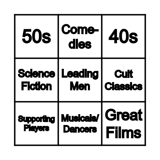FLIM FLAM FILM Bingo Card