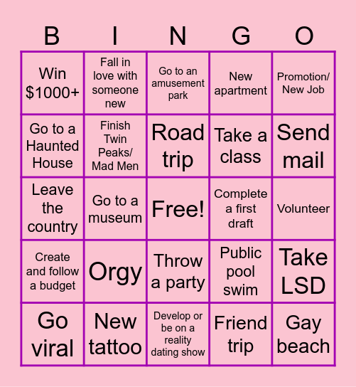 Sara's 2024 Bingo Card